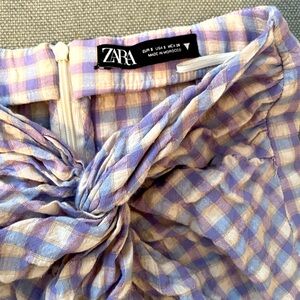 Zara Blue and Purple Patterned Long Skirt with Slit